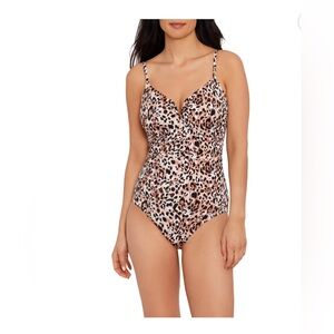 Time and Tru Leopard Size Medium Print One-Piece Swimsuit